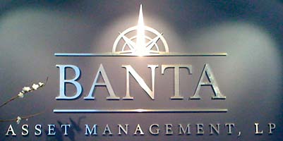lobby sign, metal lettering
