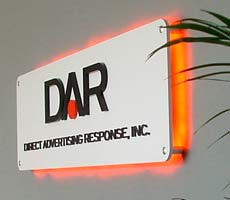 backlit lobby sign