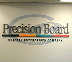wall lobby sign, lettering