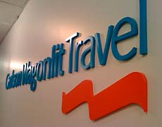 travel lobby custom sign